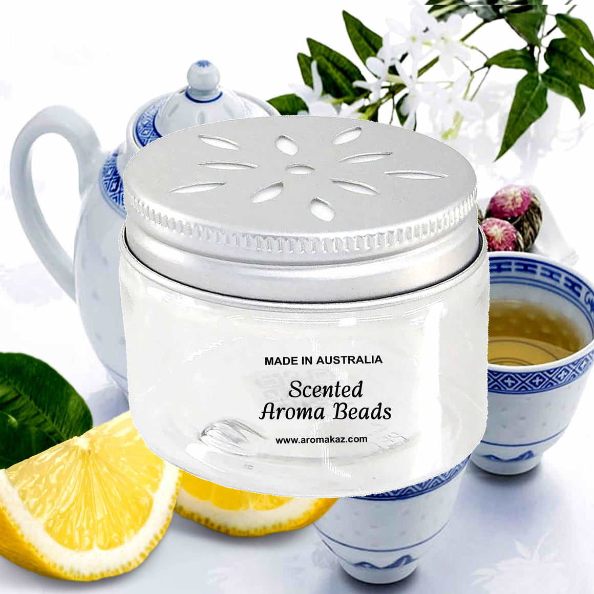 White Tea & Lemon Air Freshener Aroma Beads - Room, Car, Pantry, Pet Areas, Linen