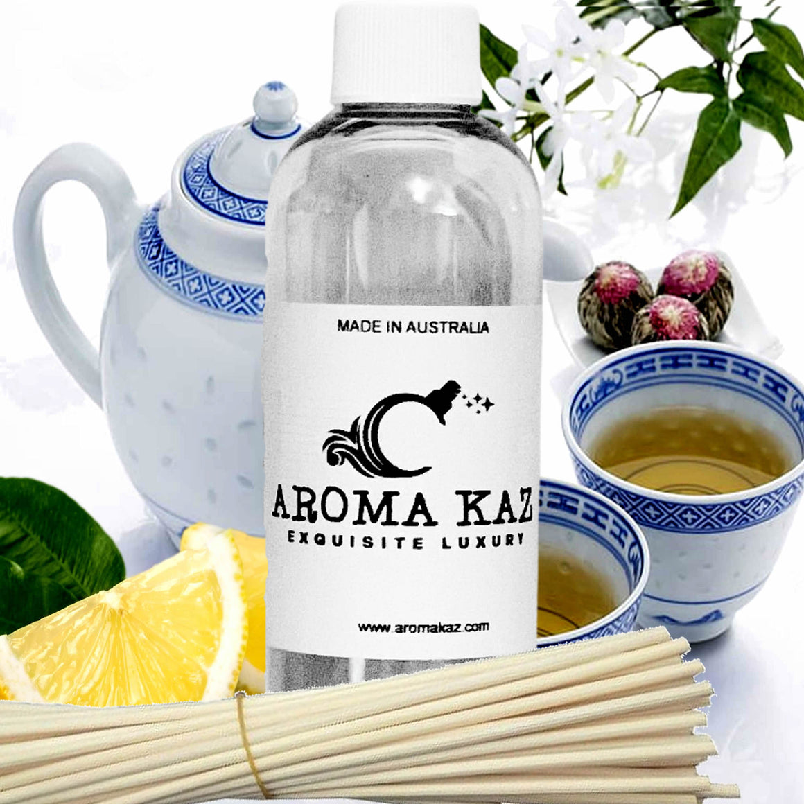 White Tea & Lemon Diffuser Fragrance Oil with Reeds – Vegan Cruelty-Free Home Aroma