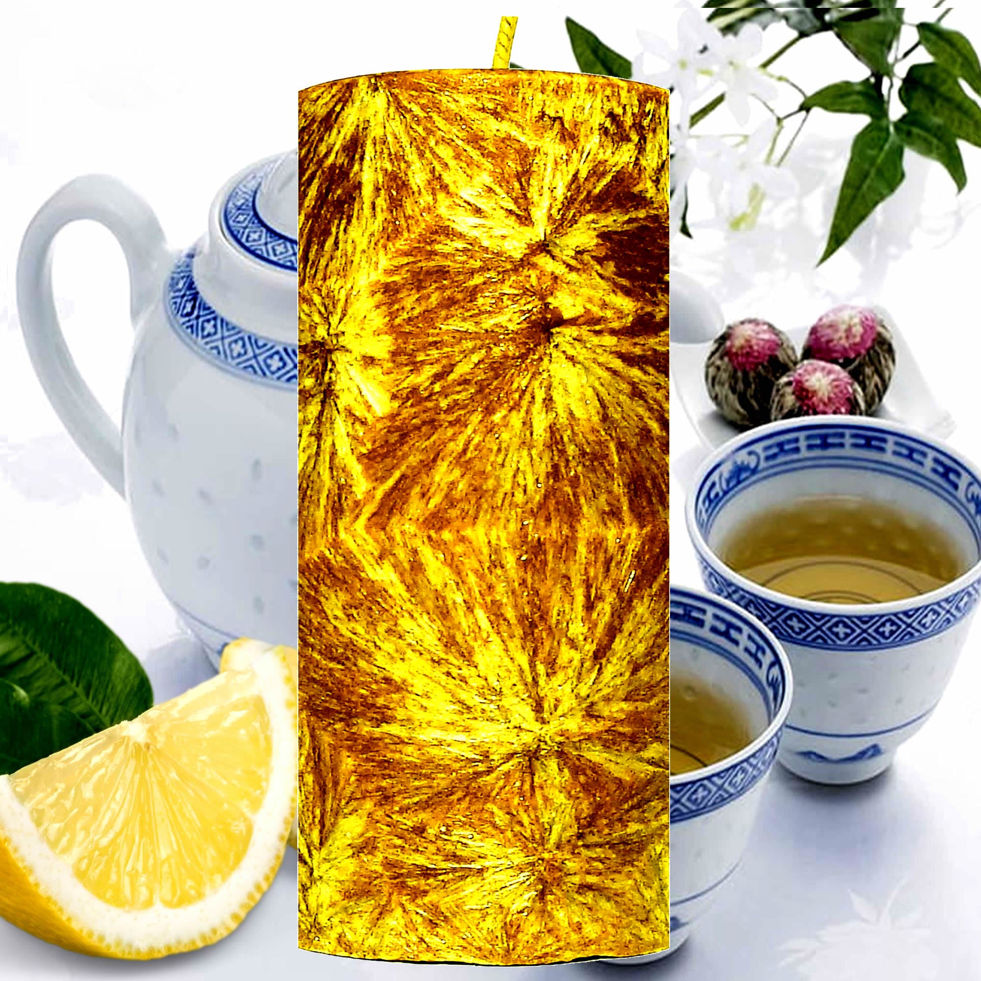 White Tea & Lemon Pillar Candle – Plant-Based, Eco-Friendly, Vegan, Cruelty Free