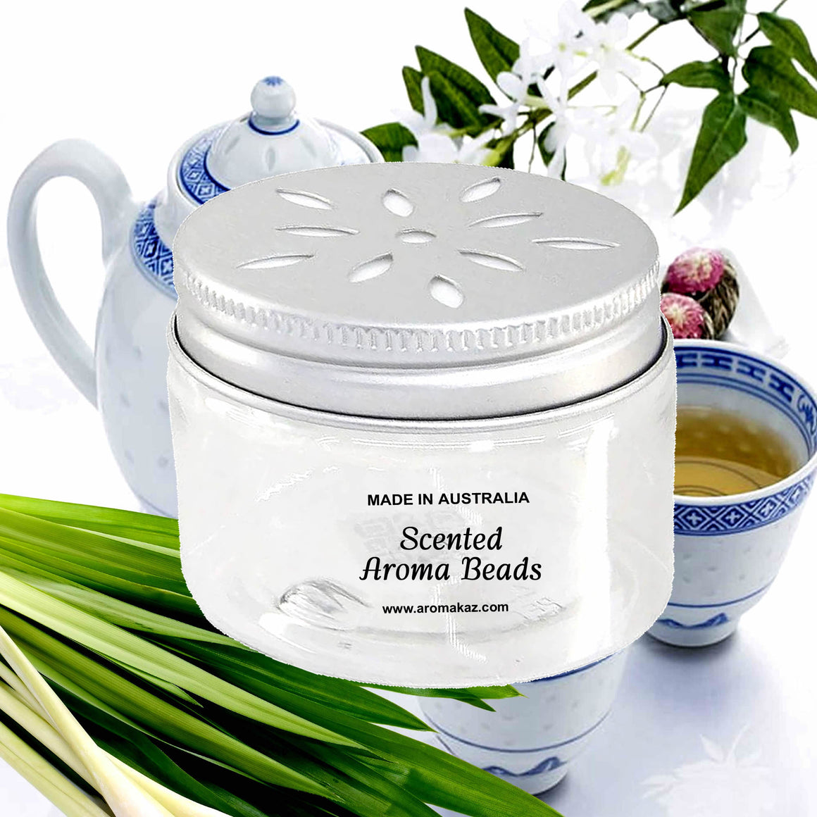 White Tea & Lemongrass Air Freshener Aroma Beads - Room, Car, Pantry, Pet Areas, Linen