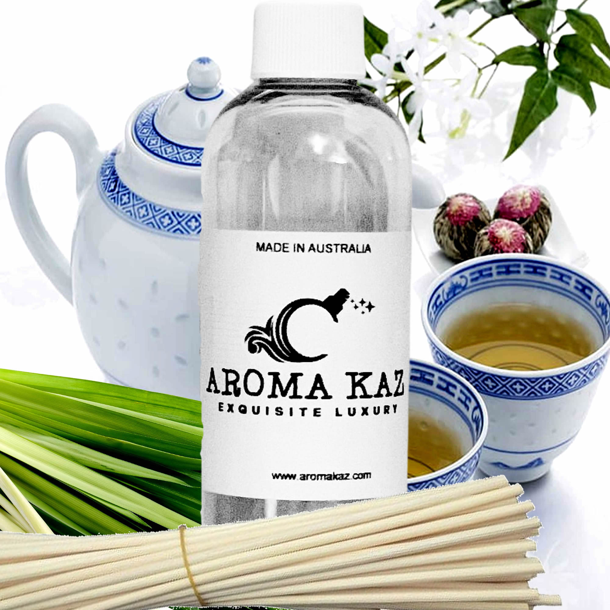 White Tea & Lemongrass Diffuser Fragrance Oil with Reeds – Vegan Cruelty-Free Home Aroma