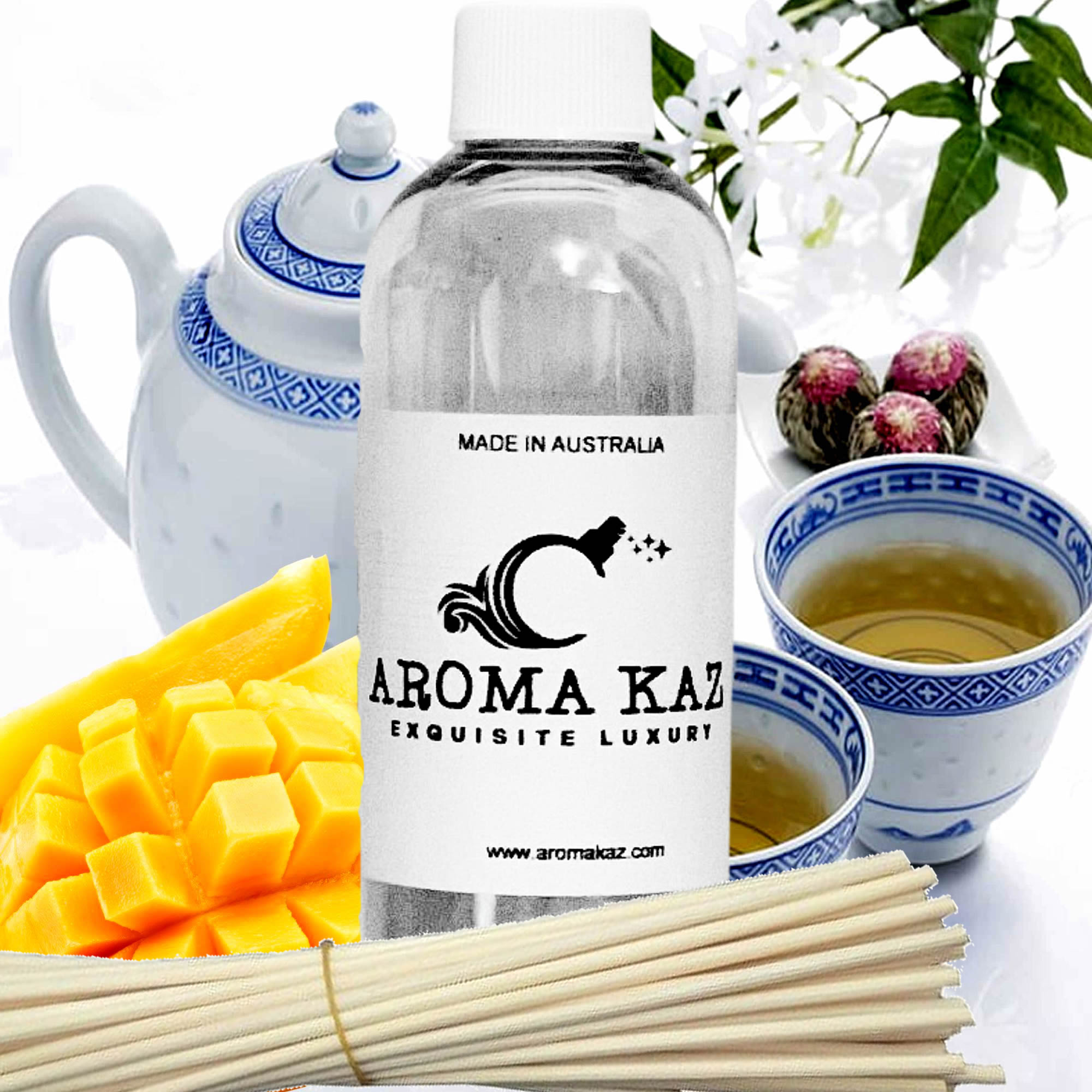 White Tea & Mango Diffuser Fragrance Oil with Reeds – Vegan Cruelty-Free Home Aroma