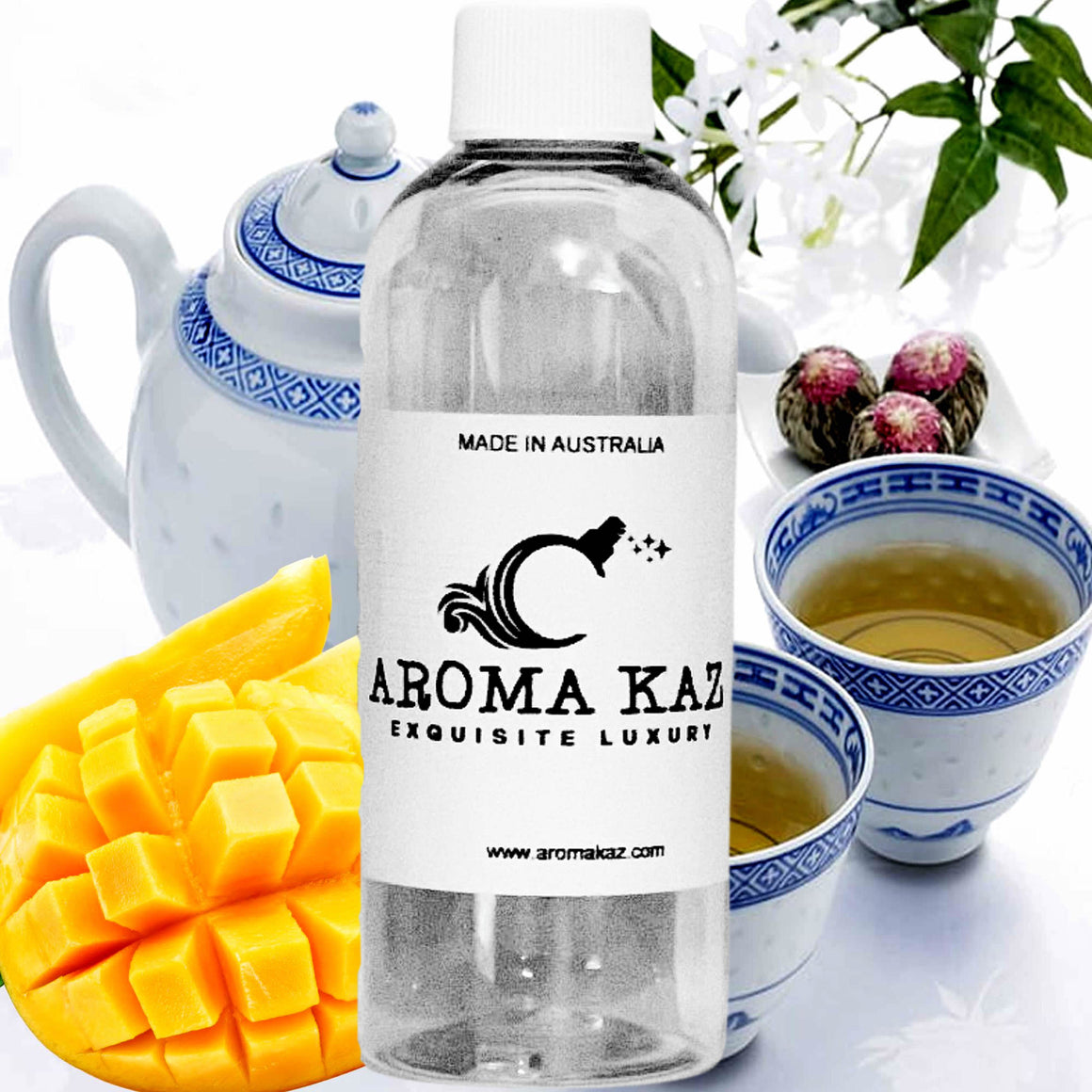 White Tea & Mango fragrance oil for candle making, soap making and perfume blending – vegan, cruelty-free featuring juicy mango and sweet white tea notes, handmade in Australia.