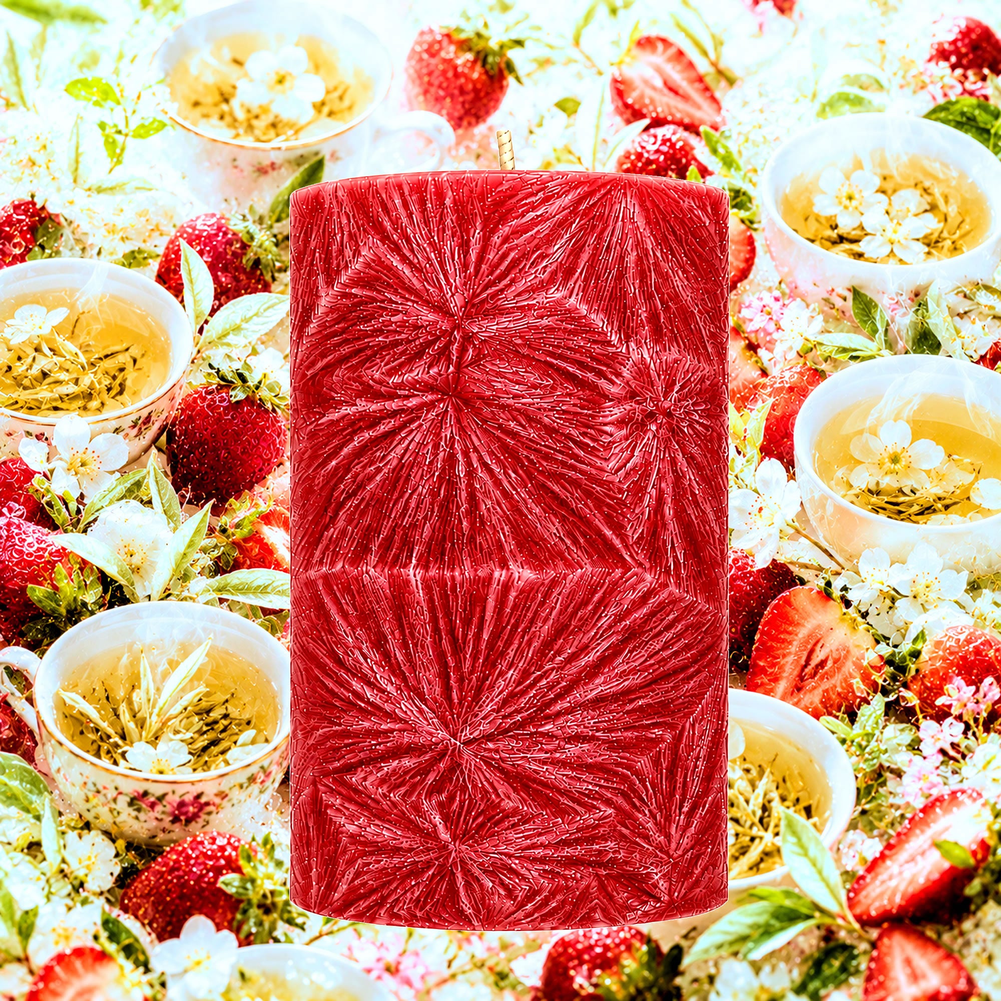 White Tea & Strawberries Pillar Candle