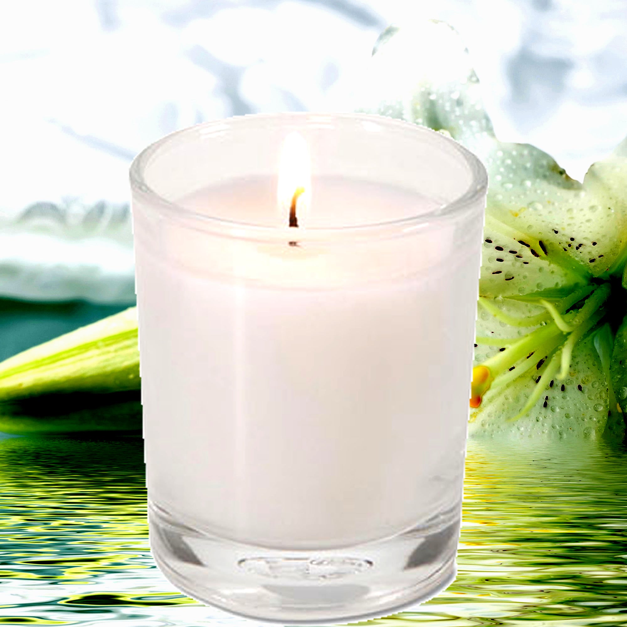 White Floral Nectarines Eco Soy Votive Candles – Clean Burn, Plant-Based, Vegan & Pet Safe