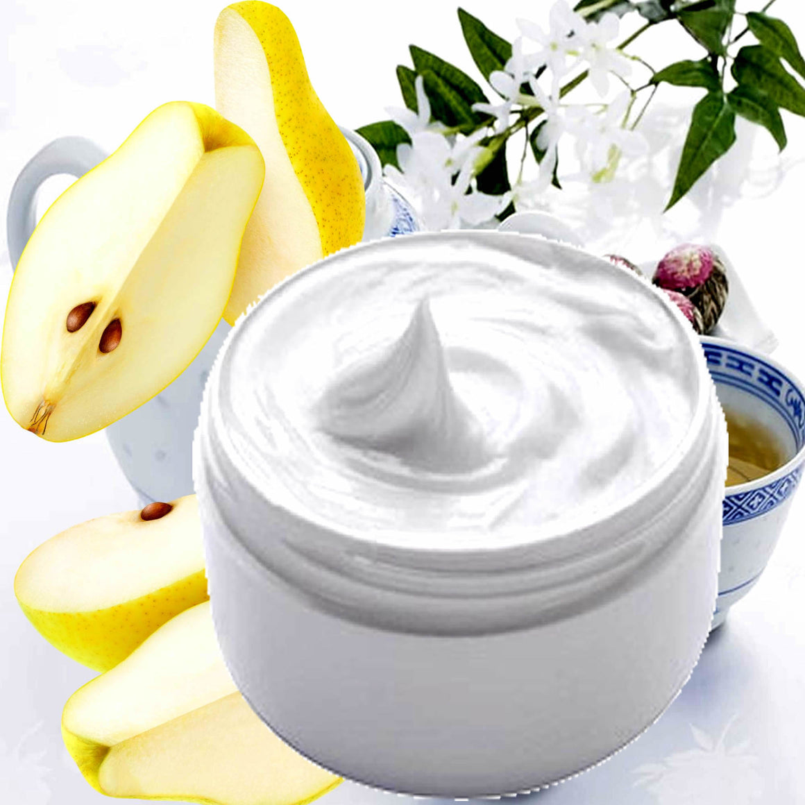 White Tea & French Pears Hydrating vegan body and hand cream moisturizer. Handmade in Australia, cruelty free, long-lasting fragrance, perfect for all skin types and ideal as a gift for men or women.