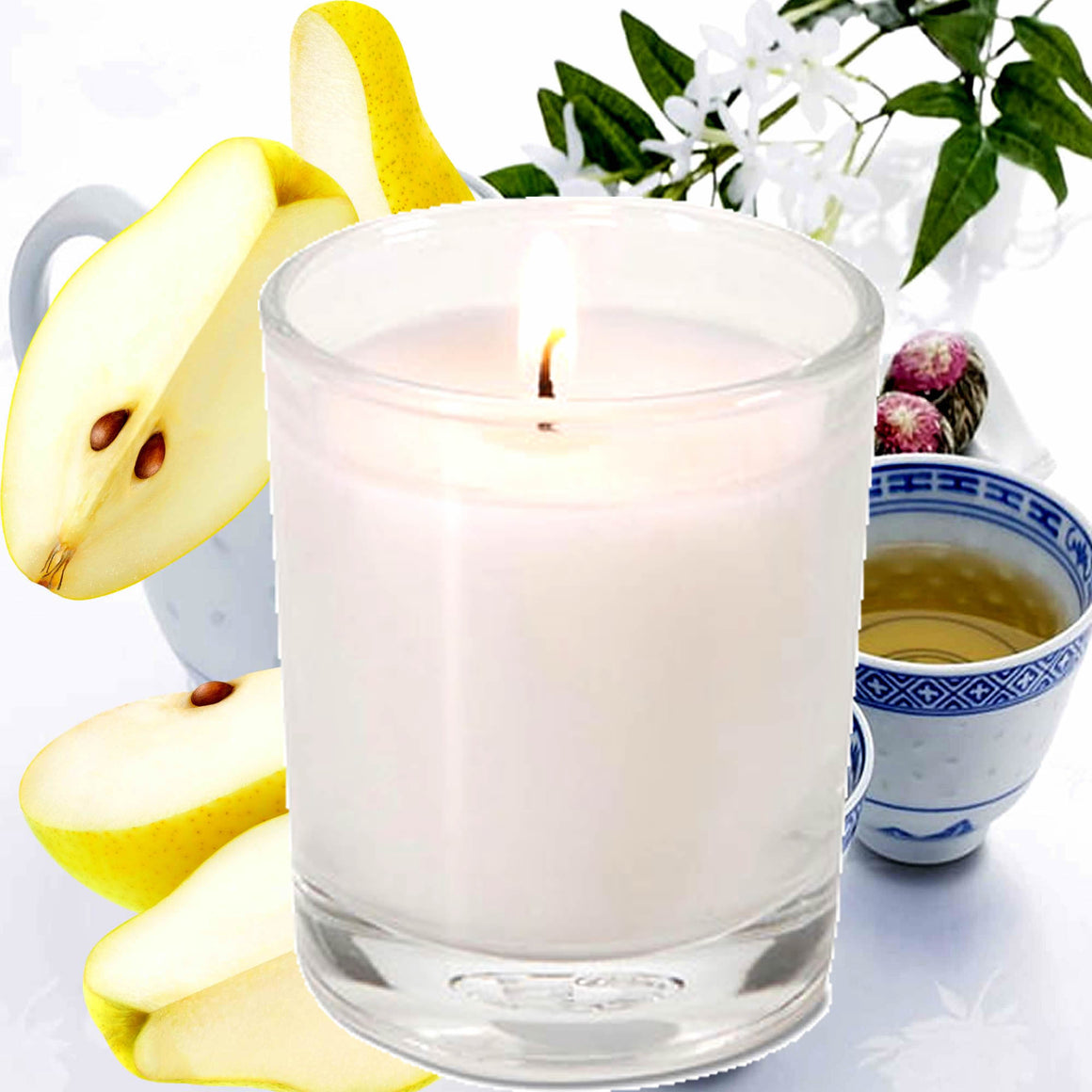 White Tea & French Pears Eco Soy Votive Candles – Clean Burn, Plant-Based, Vegan & Pet Safe