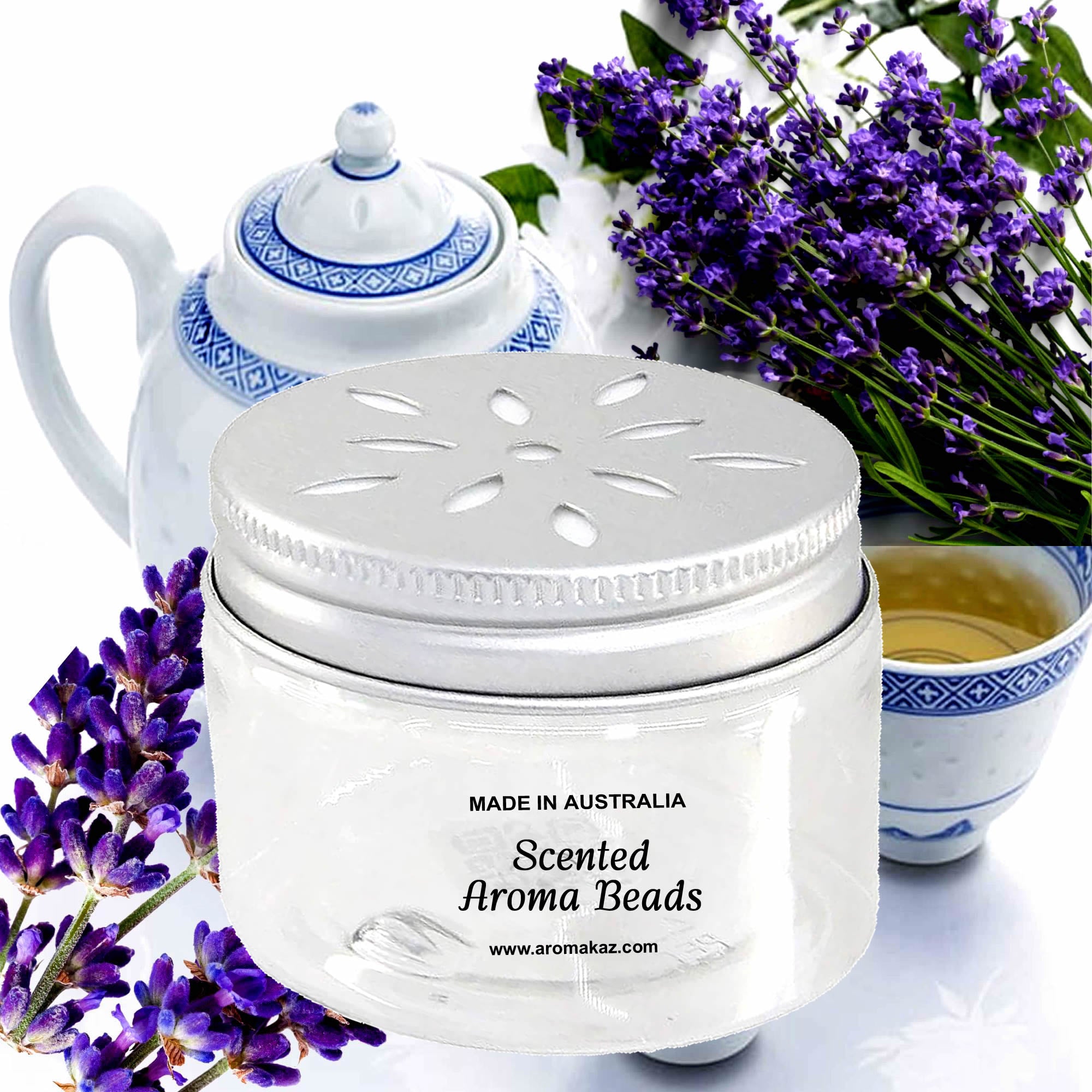 White Tea & Lavender Air Freshener Aroma Beads - Room, Car, Pantry, Pet Areas, Linen