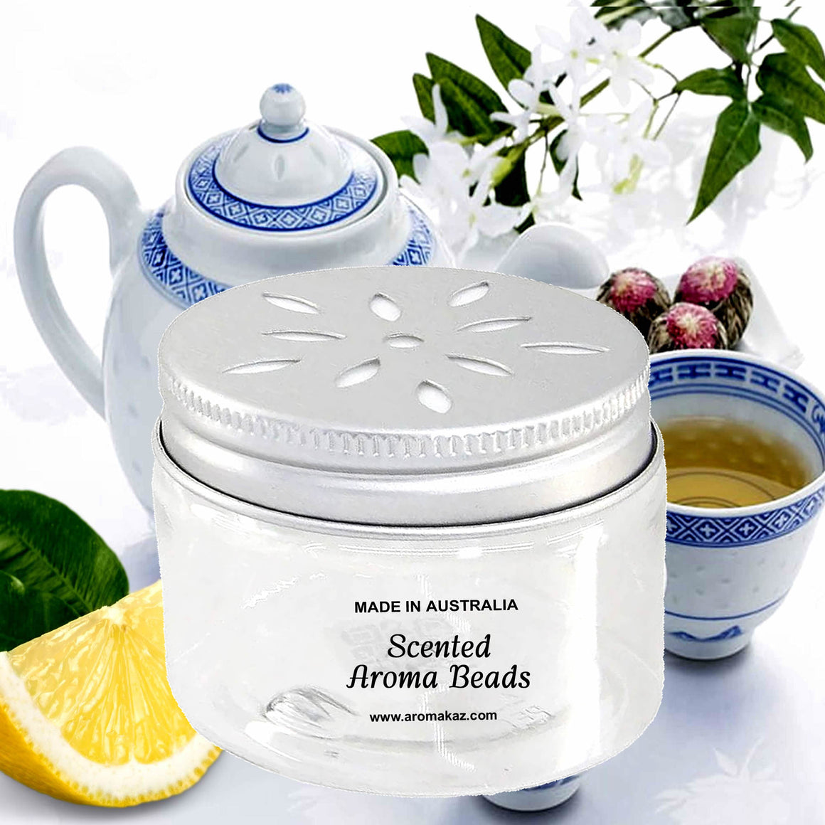 White Tea & Lemon Air Freshener Aroma Beads - Room, Car, Pantry, Pet Areas, Linen