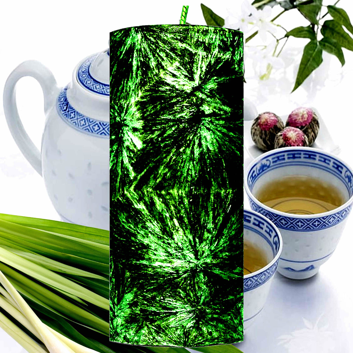 White Tea & Lemongrass Scented Palm Wax Pillar Candle – Vegan, Cruelty-Free, Made in Australia - Long-Lasting Fragrance – Perfect for Weddings, Birthdays, Christmas Gifts & All Occasions