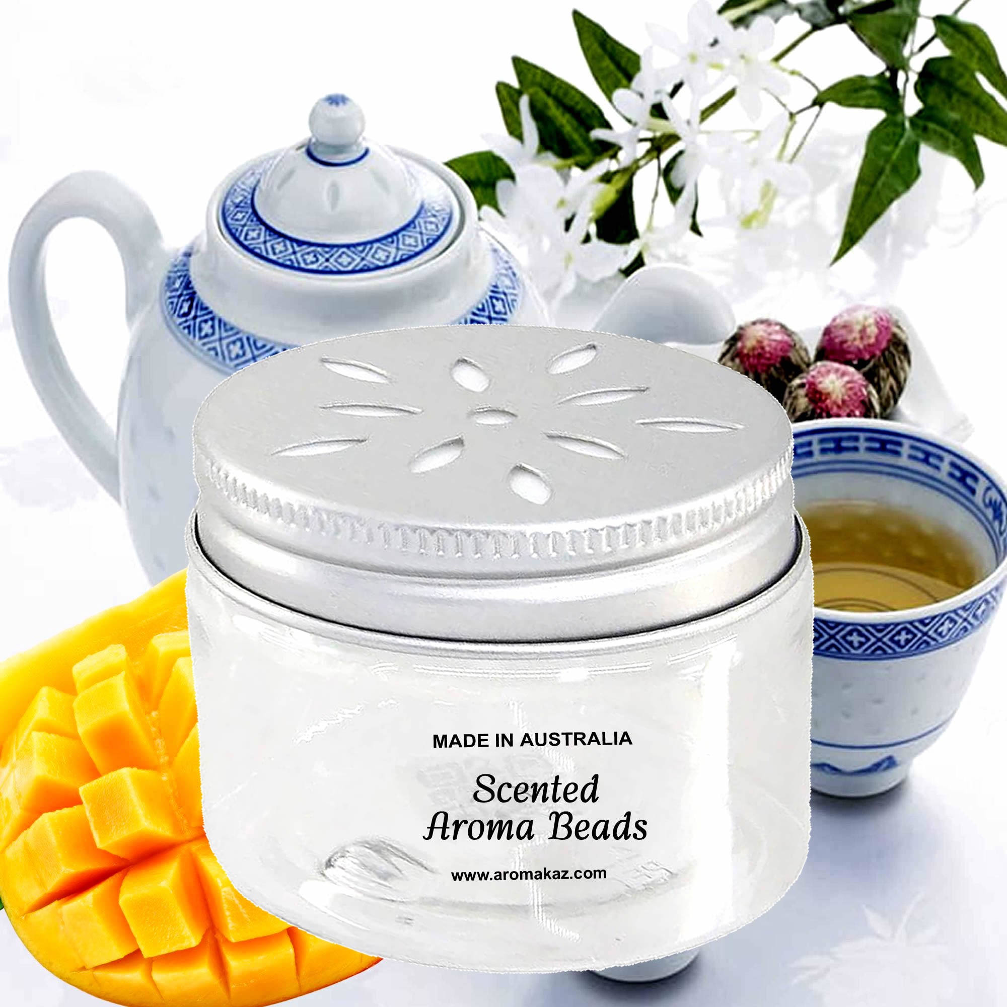 White Tea & Mango Air Freshener Aroma Beads - Room, Car, Pantry, Pet Areas, Linen