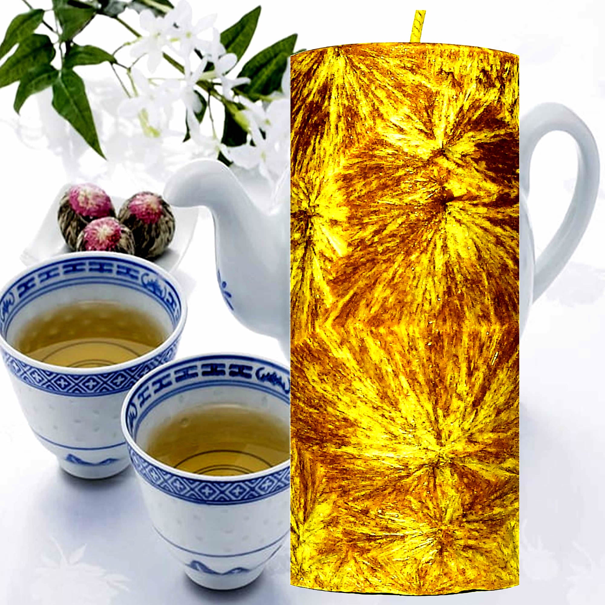 White Tea Pillar Candle – Plant-Based, Eco-Friendly, Vegan, Cruelty Free