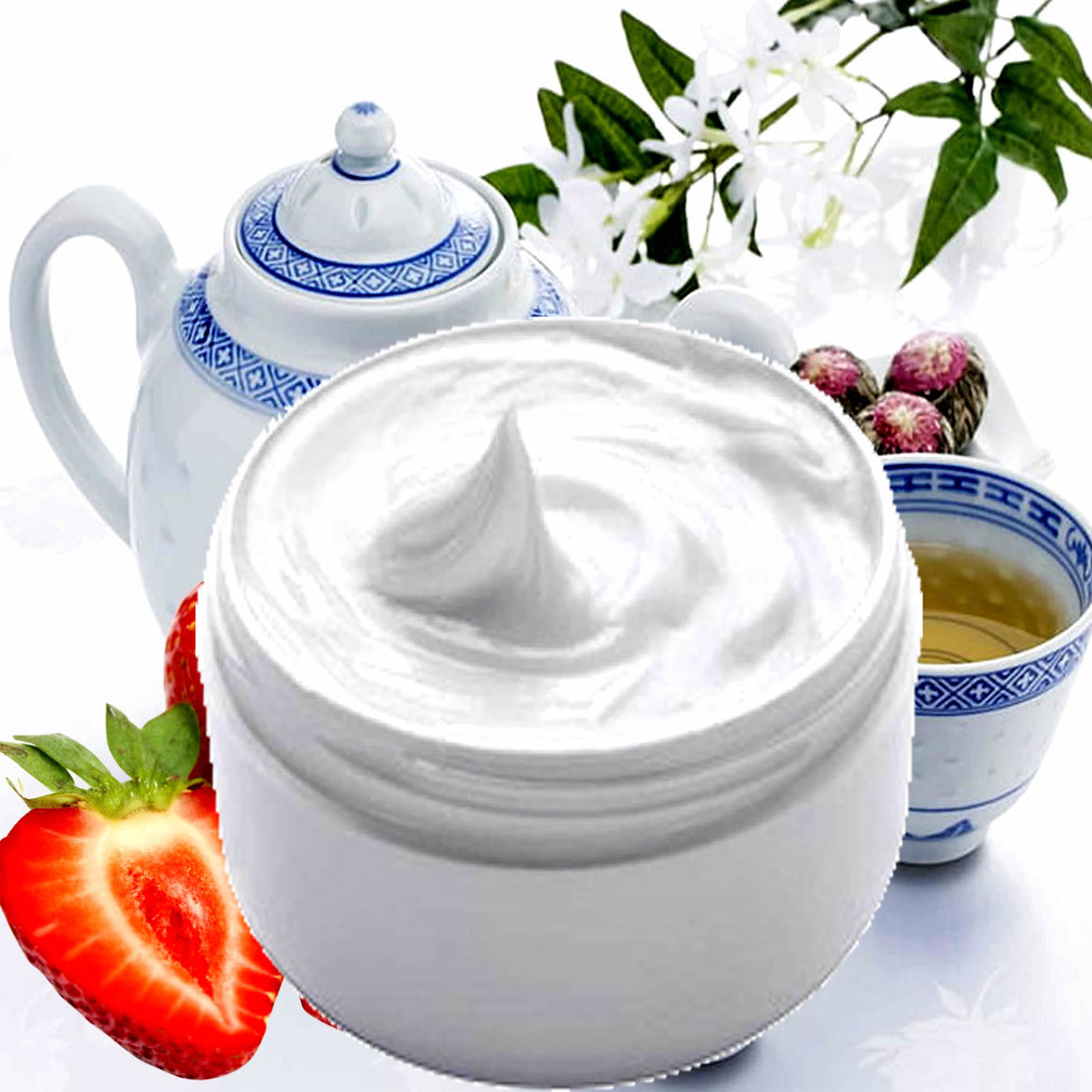 White Tea & Strawberries Hydrating vegan body and hand cream moisturizer. Handmade in Australia, cruelty free, long-lasting fragrance, perfect for all skin types and ideal as a gift for men or women.