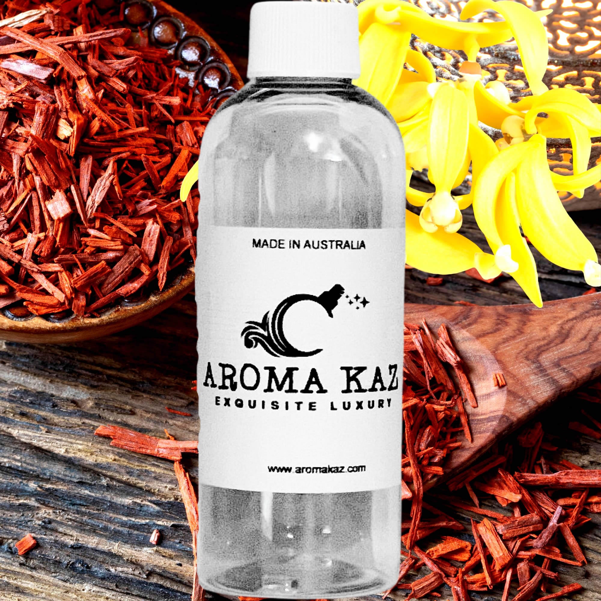 Ylang Ylang & Sandalwood fragrance oil for candle making, soap making and perfume blending – vegan, cruelty-free featuring exotic ylang ylang and warm sandalwood, handmade in Australia.