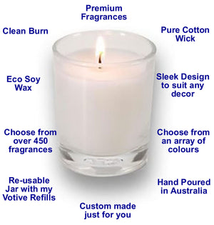Clean Fresh Linen Scented Eco Soy Wax Votive Candles, Hand Poured